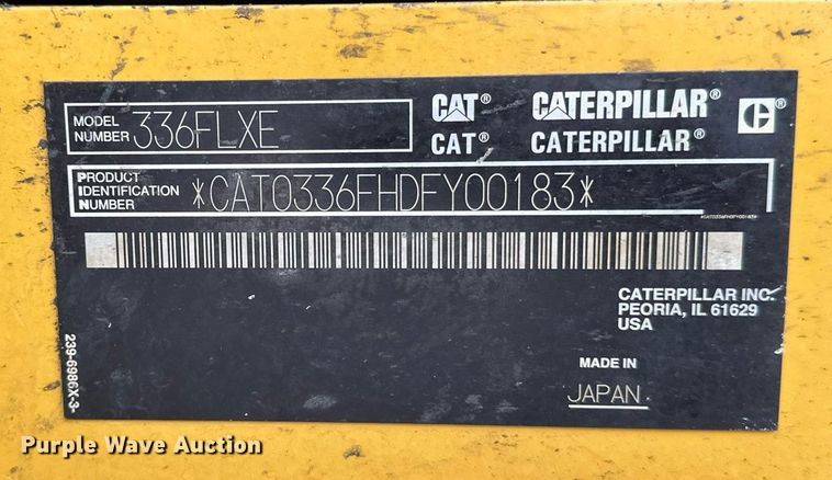 image for item DV0592 2015 Caterpillar 336FLXE excavator