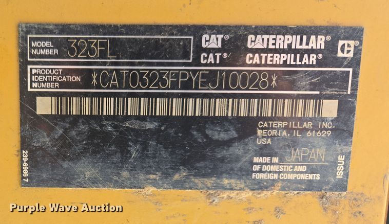 image for item DW1801 2017 Caterpillar 323F L excavator