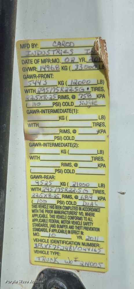 image for item DW1834 2011 Ford F750 Super Duty XL utility / service truck