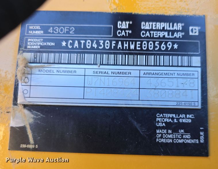 image for item DW3080 2017 Caterpillar 430F2 backhoe