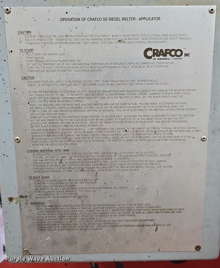 image for item DW3112 2001 Crafco SuperShot SS125 melter applicator