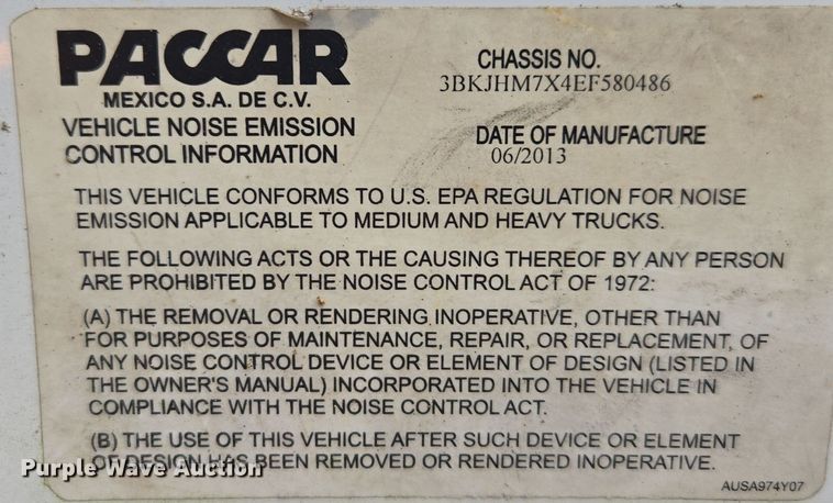 image for item EC3455 2014 Kenworth K370 dump truck