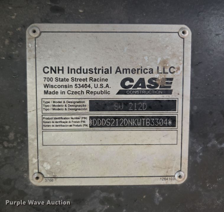 image for item EC3461 2019 Case SV212D single drum vibratory roller