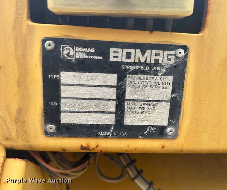 image for item EC3471 1989 Bomag BW142D single drum vibratory roller