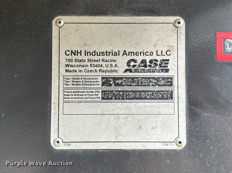 image for item ED5495 2019 Case SV212D single drum vibratory roller