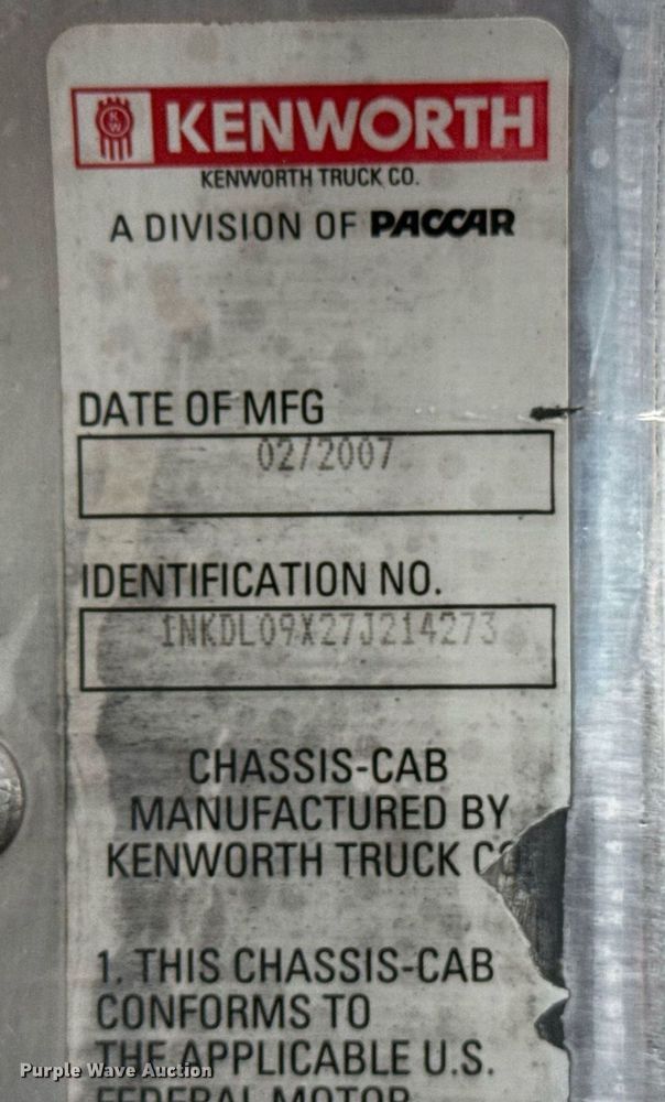 image for item EG2431 2007 Kenworth T800 vacuum truck