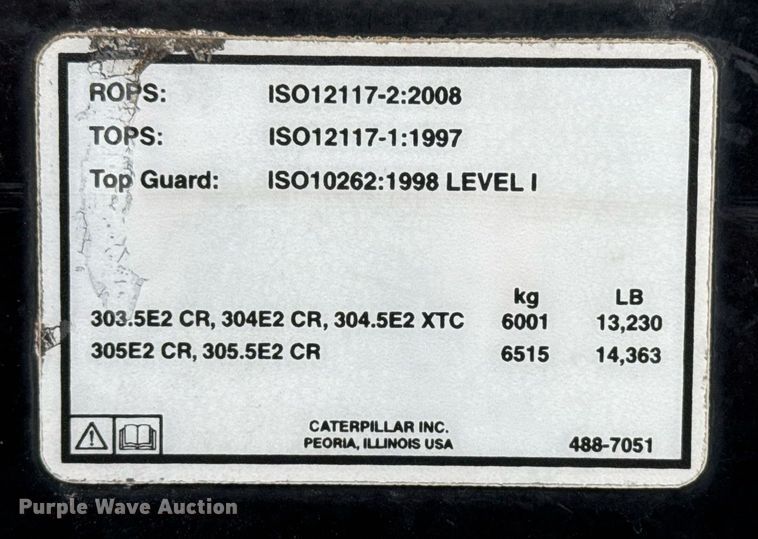 image for item EG2520 2018 Caterpillar 304E2 CR mini excavator