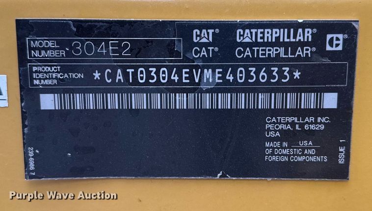 image for item EG2520 2018 Caterpillar 304E2 CR mini excavator