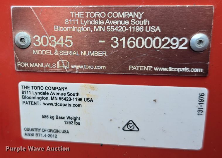 image for item EH8635 2016 Toro Groundsmaster 3280D lawn mower