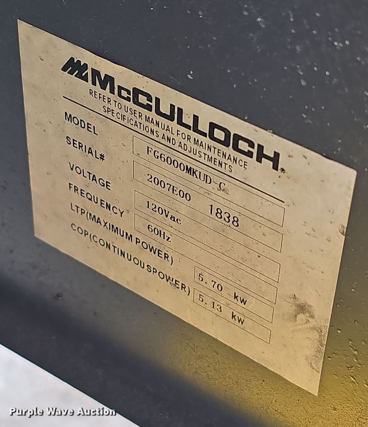 image for item EH8637 (2) McCulloch FG6000MK generators