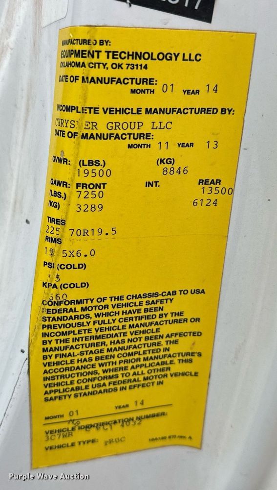 image for item EK0357 2014 Dodge Ram 5500HD bucket truck