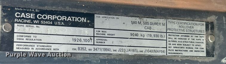 image for item EK2637 2001 Case 580 Super M backhoe