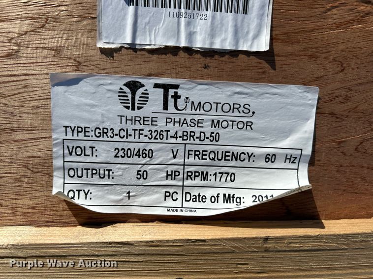 image for item EK2647 Techtopind Motors GR3-CI-TF-326T-4-BR-D-50 electric motor