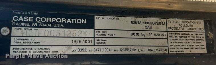 image for item EK2651 2001 Case 580 Super M backhoe