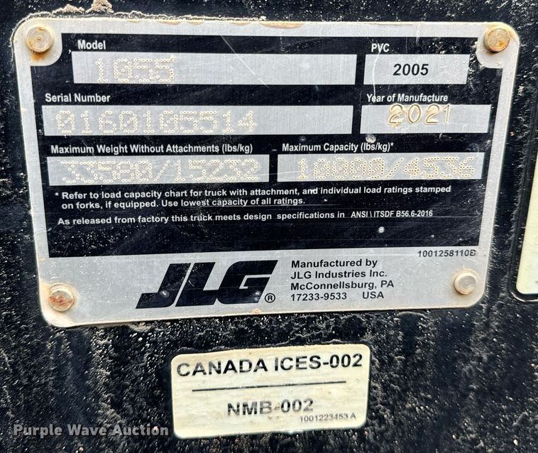 image for item EN5128 2021 JLG 1055 telehandler