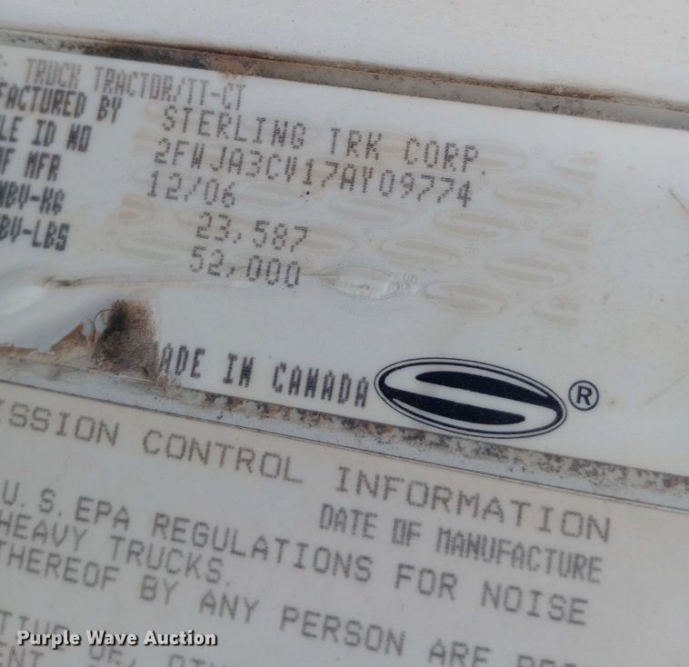 image for item EO0584 2007 Sterling AT9500 dump truck