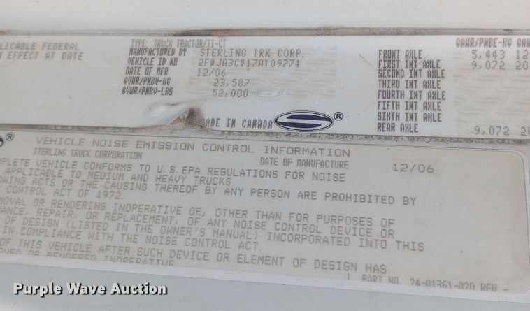 image for item EO0584 2007 Sterling AT9500 dump truck