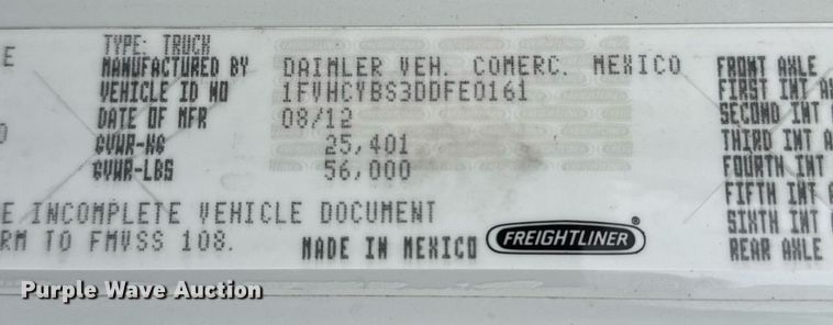 image for item EQ1021 2013 Freightliner Business Class M2 fuel truck