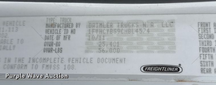 image for item EQ1022 2012 Freightliner Business Class M2 fuel truck