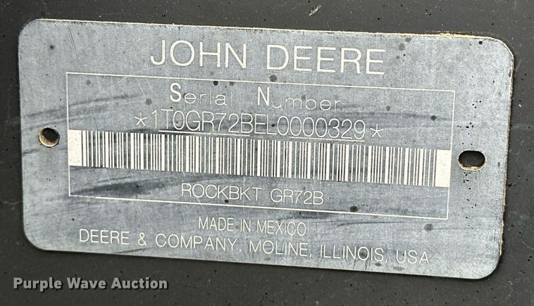 image for item ER4936 John Deere GR72B skid steer rock grapple bucket