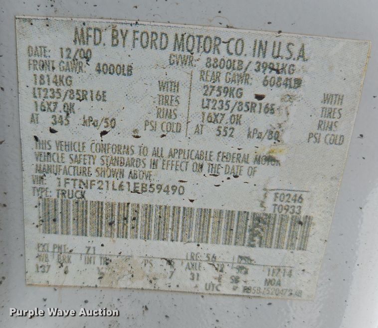 image for item ER5142 2001 Ford F250 Super Duty SuperCab pickup truck