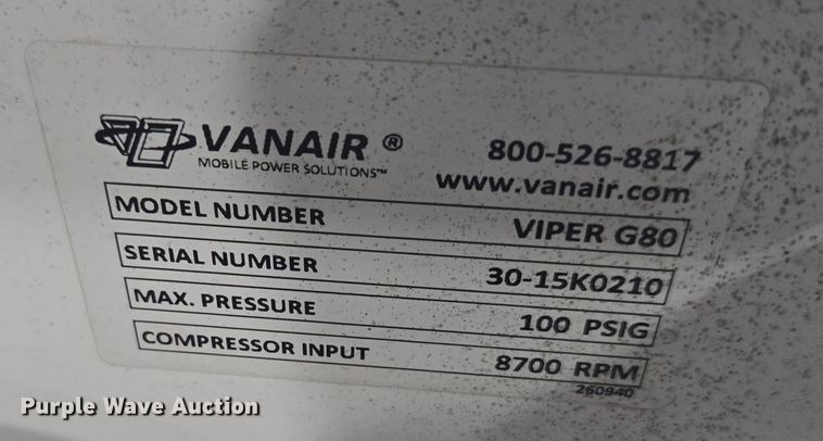 image for item ER5143 Vanair Viper G80 air compressor