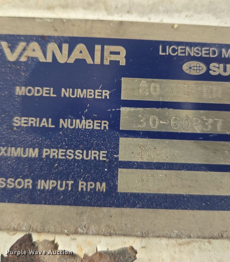 image for item ER5146 Vanair 80 Viper air compressor