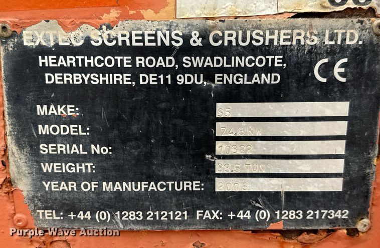 image for item LH9499 2006 Extec S5 74.9KW screening plant