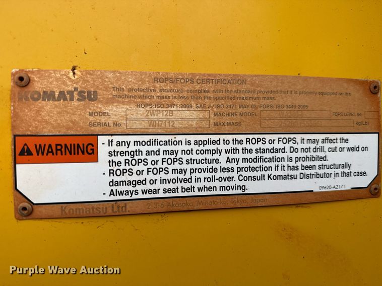 image for item LH9520 2017 Komatsu WA380-8 wheel loader