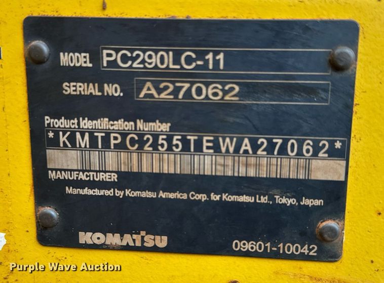 image for item LH9521 2015 Komatsu PC290LC-11 excavator