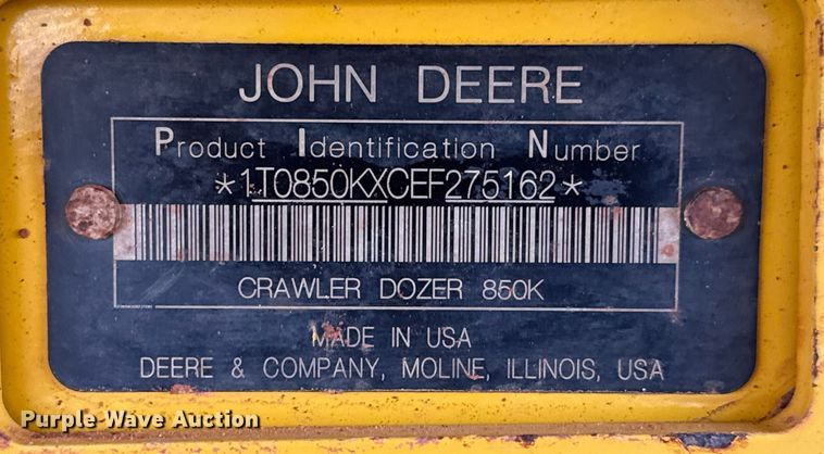 image for item LH9522 2015 John Deere 850K dozer