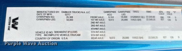 image for item LH9527 2018 Western Star 4700SF dump truck