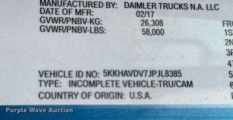 image for item LH9527 2018 Western Star 4700SF dump truck