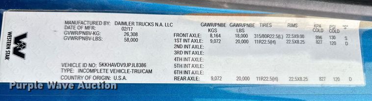 image for item LH9528 2018 Western Star 4700SF dump truck