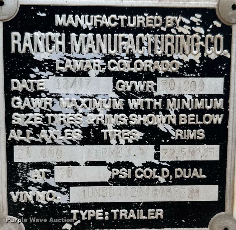 image for item LH9530 2008 Ranco bottom dump trailer