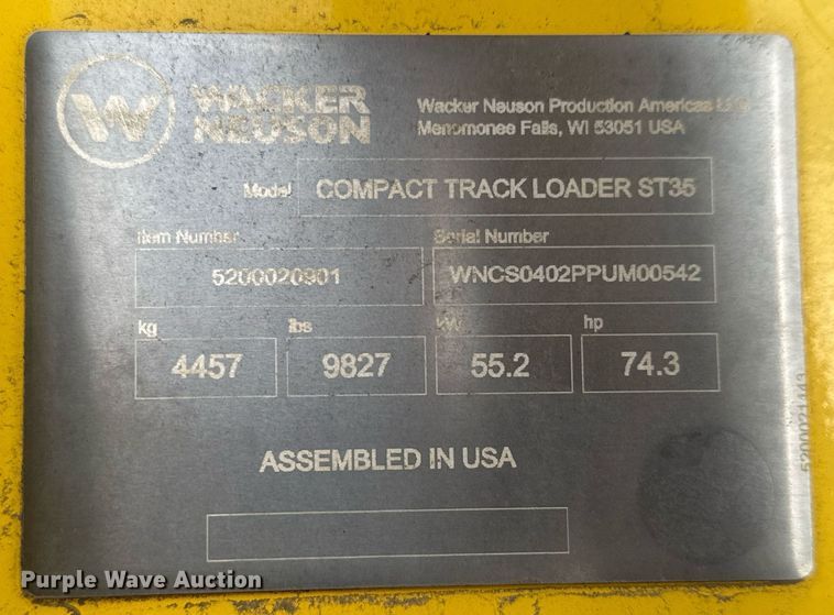 image for item LH9536 2016 Wacker Neuson ST35 tracked skid steer loader