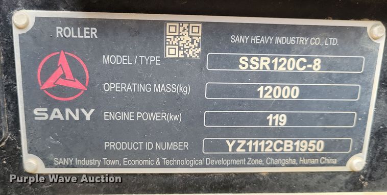 image for item NB9810 Sany SSR120C-8 single drum roller