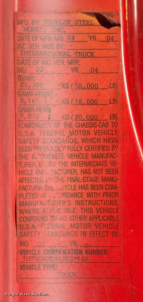 image for item NJ9737 2004 International 7400 dump truck