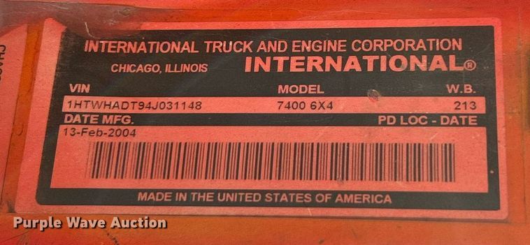 image for item NJ9737 2004 International 7400 dump truck