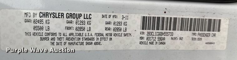 image for item DM5570 2011 Dodge Charger Police 