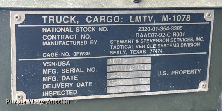 image for item DO0374 1998 Stewart & Stevenson M1078 brush fire truck