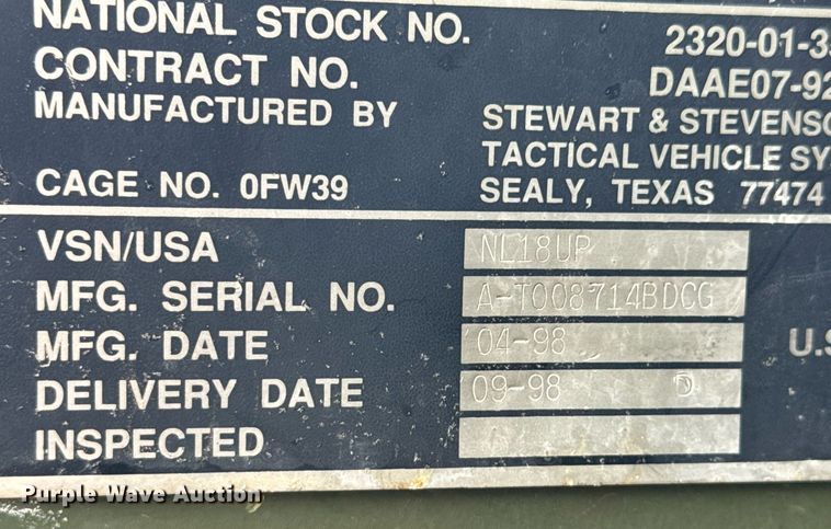 image for item DO0374 1998 Stewart & Stevenson M1078 brush fire truck