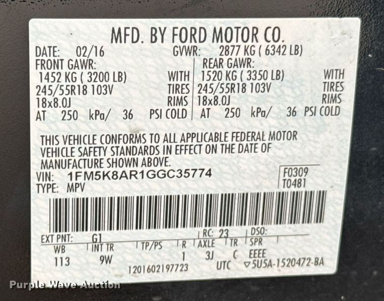 image for item DO0405 2016 Ford Explorer Police SUV