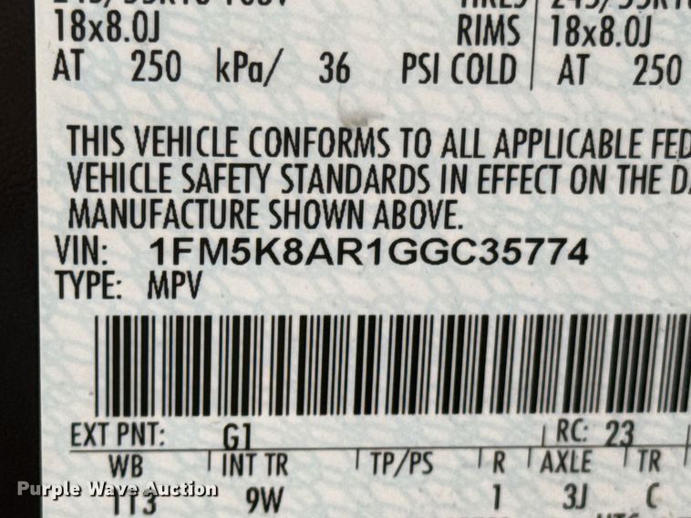 image for item DO0405 2016 Ford Explorer Police SUV