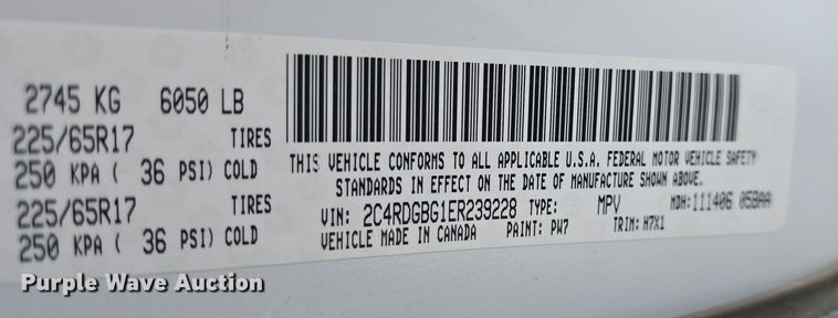 image for item DO7794 2014 Dodge Grand Caravan van