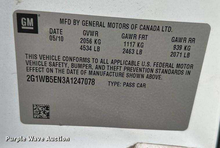 image for item DQ6603 2010 Chevrolet Impala 