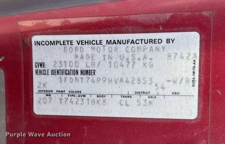 image for item DQ6659 1987 Ford F700 water truck