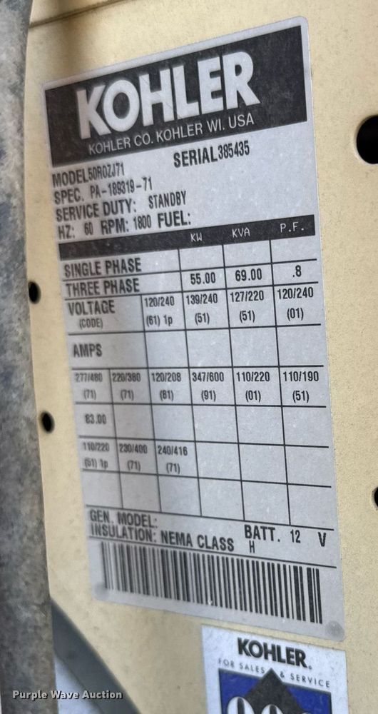 image for item DQ6660 Kohler Power System 50 generator