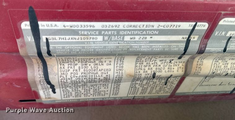 image for item DT0598 1992 Chevrolet Kodiak flatbed truck