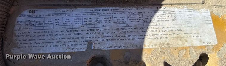 image for item DT0598 1992 Chevrolet Kodiak flatbed truck